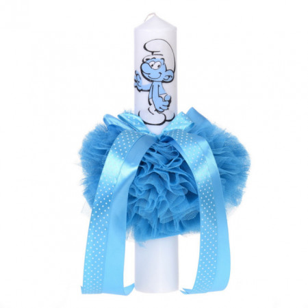 Trusou botez brodat si lumanare pentru baietel, decor turcoaz, Denikos® 119 - Img 2