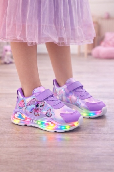 Adidasi mov cu luminite pentru fetite Ponei - Img 4