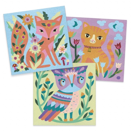 Atelier creativ cu nisip fluorescent Animale luminoase, Djeco - Img 3