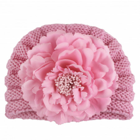 Caciulita crosetata tip turban cu floare aplicata - Img 3