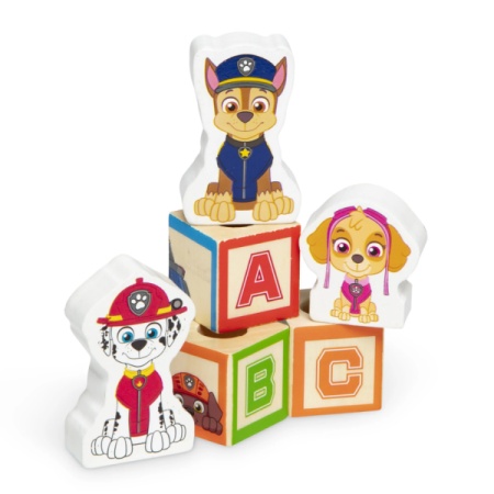 Camion cu remorca, 28 cuburi din lemn cu litere si 3 figurine Paw Patrol, Patrula Catelusilor - Img 2