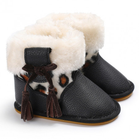 Cizmulite negre pentru fetite - Animal print - Img 3