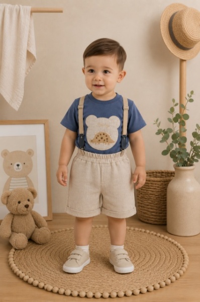Donino, set pantalonasi cu tricou si bretele - Img 2