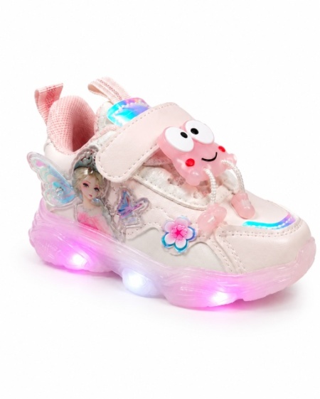 Pantofi sport cu luminite, Model FairyLand, Piele ecologica, Fete, Roz - Img 4