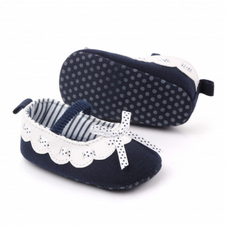 Pantofiori bleumarine cu volanas alb - Img 5