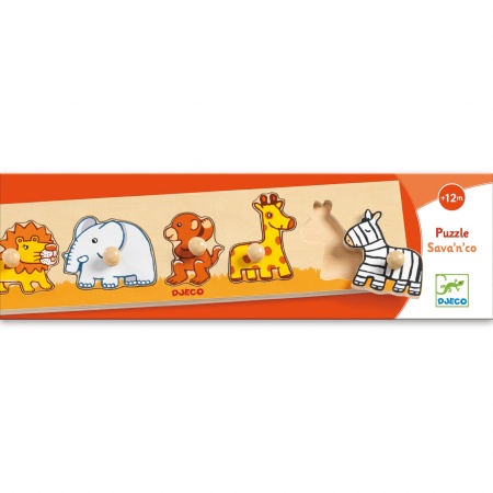 Puzzle cu buton Savana, Djeco - Img 3