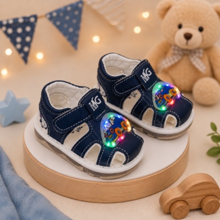 Sandalute bleumarin cu luminite pentru super bebelusi - Masinuta - Img 3