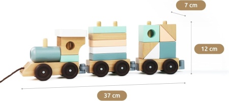 Trenulet cu cuburi din lemn, UMU Toys - Img 4