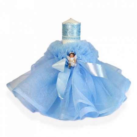 Trusou botez in landou si lumanare cu ingeras, decor bleu Denikos® 166 - Img 2