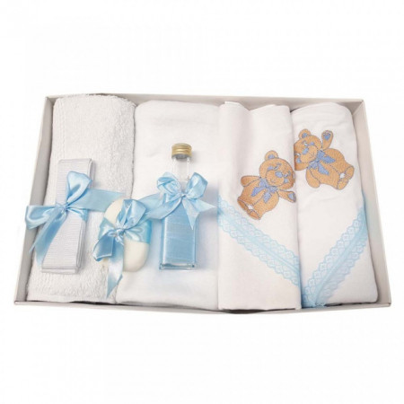 Trusou botez ursulet si lumanare pentru baietel, bleu, Denikos® 97 - Img 2