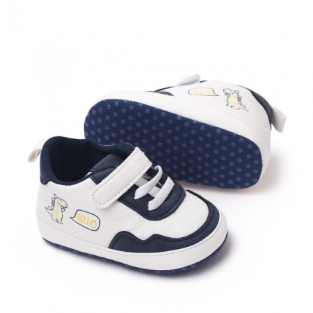 Adidasi albi cu bleumarine pentru baietei - Hello Dino