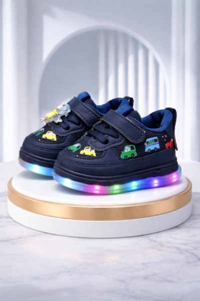 Adidasi bleumarine cu luminite Masinute colorate - Img 4