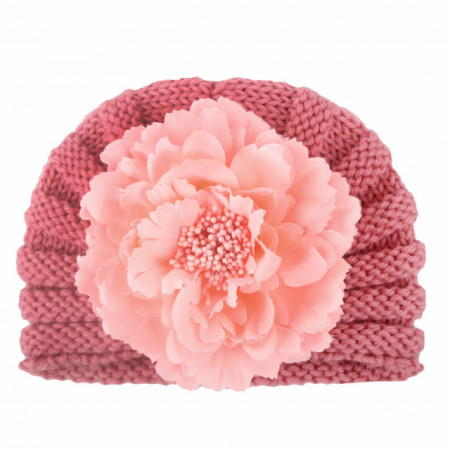 Caciulita crosetata tip turban cu floare aplicata - Img 4