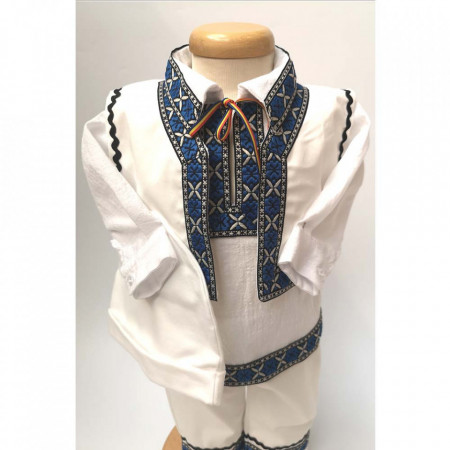 Costum traditional bebe baietel, Albastru, Denikos® 670 - Img 4