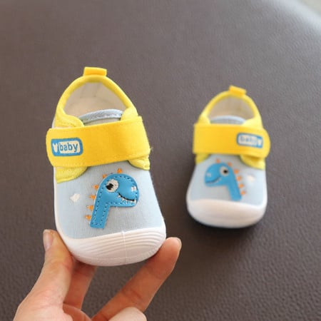 Pantofi bleu cu galben pentru baietei - Dino baby
