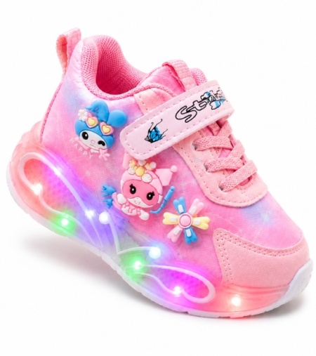 Pantofi sport cu luminite, Model You and Me, Piele ecologica, Fete, Roz - Img 5