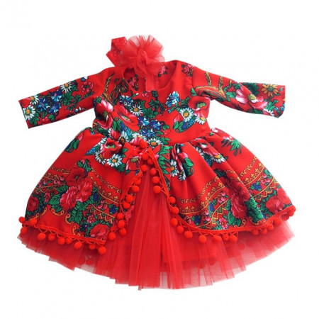 Rochita Red Diva cu maneca lunga