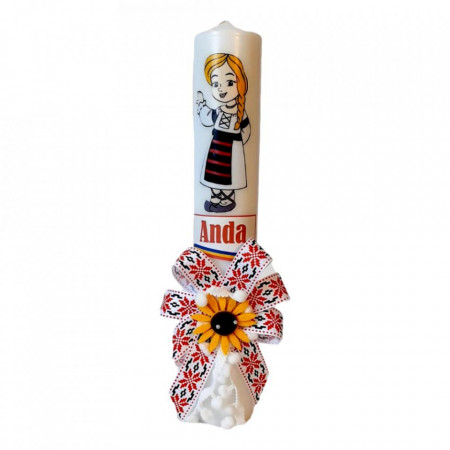 Set costum popular rochita traditionala, trusou si lumanare personalizata, decor national Denikos® C9020 - Img 3