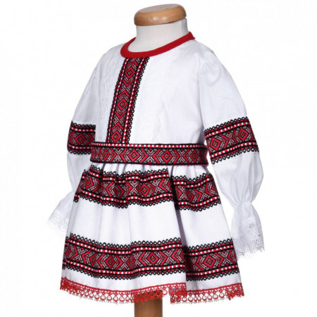 Set rochita traditionala fetita, trusou botez landou si lumanare, decor national, Denikos® 1061 - Img 7