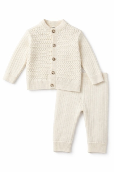 Set Tricotat Bebelusi 3 Piese, Cardigan + Bluza + Pantaloni - Img 4