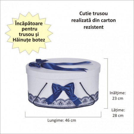 Set trusou botez si cutie trusou, dantela si fundite, decor Bleumarin, Denikos® 841 - Img 2