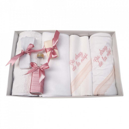 Trusou botez cu mesaj si lumanare botez personalizata, decor roz pudra cu iepuras, Denikos® 793 - Img 2