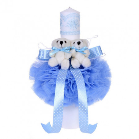 Trusou botez ursulet si lumanare pentru baietel, bleu, Denikos® 97 - Img 3