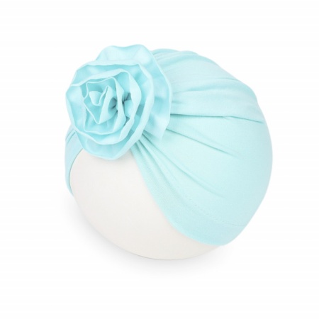 Caciulita bleu tip turban cu floare aplicata in fata - Img 2