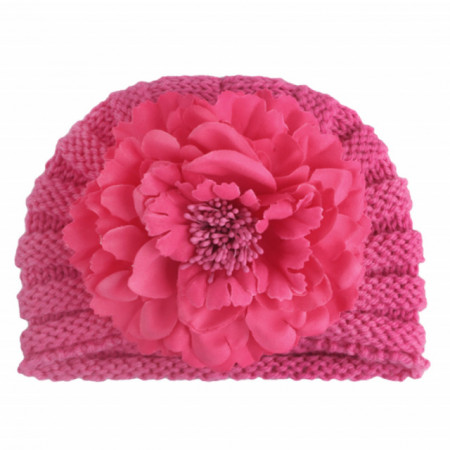 Caciulita crosetata tip turban cu floare aplicata - Img 5
