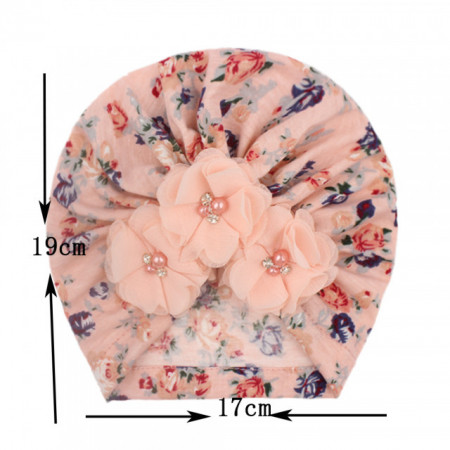 Caciulita tip turban cu floricele aplicate - Img 8