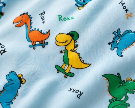 Compleu doua piese bebe baieti body si pantaloni cu dinozauri, 100% bumbac, multicolor - Img 3