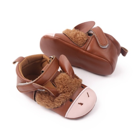 Pantofi maro cu design de animalut pentru fetite - Img 5