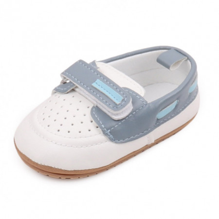 Pantofiori albi cu bleu de ocazie pentru baietei - Img 3