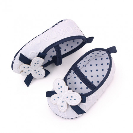 Pantofiori albi cu bleumarine - Butterfly - Img 4