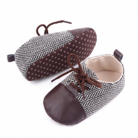 Pantofiori eleganti maro cu alb in zig zag - Img 4