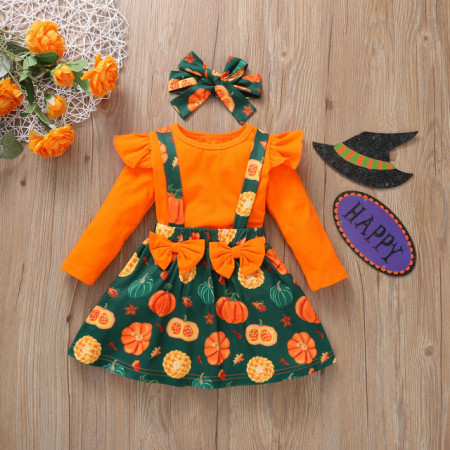 Sarafan cu bluzita pentru fetite - Orange pumpkins