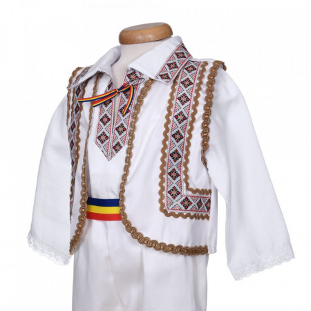 Set botez traditional baietel, trusou botez landou, lumanare si costum popular, Denikos® 1042 - Img 5