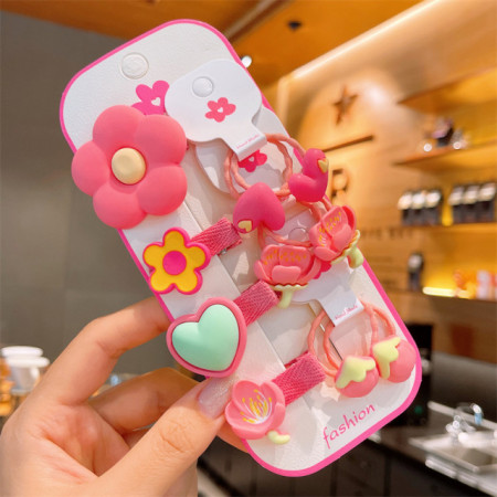 Set de 10 accesorii pentru par - Figurine roz ciclamen