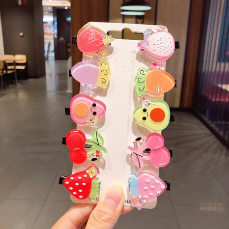 Set de 10 clame clips pentru par - Yummmy Fruits