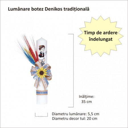 Set traditional, trusou botez, cutie trusou, lumanare si costum popular baietel, Denikos® C9090 - Img 5