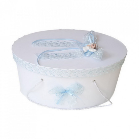 Set trusou botez, cutie trusou si lumanare, Ingeras, dantela bleu, Denikos® 472 - Img 2