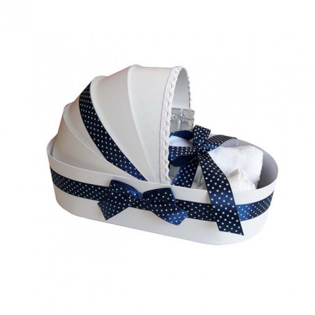 Trusou botez in landou si lumanare cu ingeras, decor bleumarin Denikos® 112 - Img 2