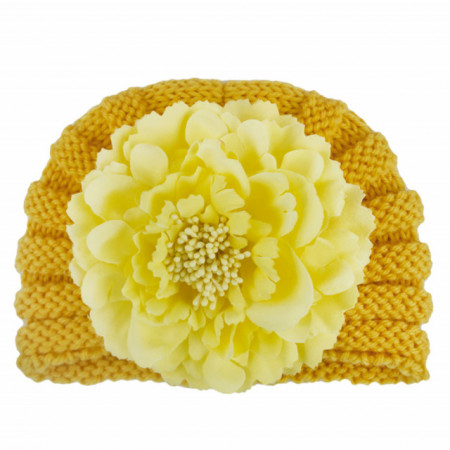 Caciulita crosetata tip turban cu floare aplicata - Img 6
