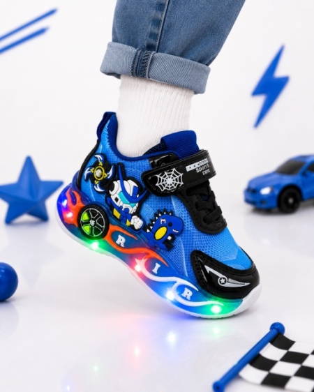 Pantofi sport cu lumini LED, Model Playful, Albastru - Img 5