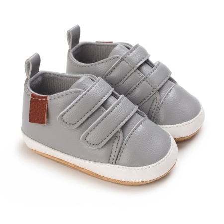 Pantofi sport pentru bebelusi, gri cu barete cu arici - Img 3