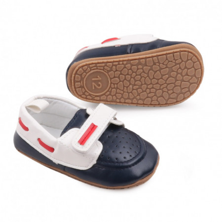 Pantofiori bleumarine cu alb de ocazie pentru baietei - Img 4