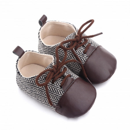 Pantofiori eleganti maro cu alb in zig zag - Img 5