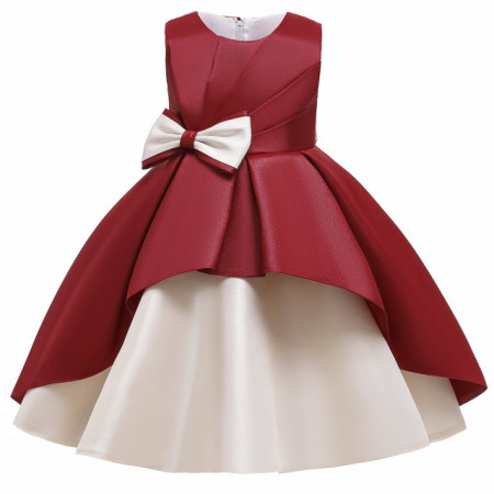 Rochie de ocazie visinie cu alb perlat - Img 2