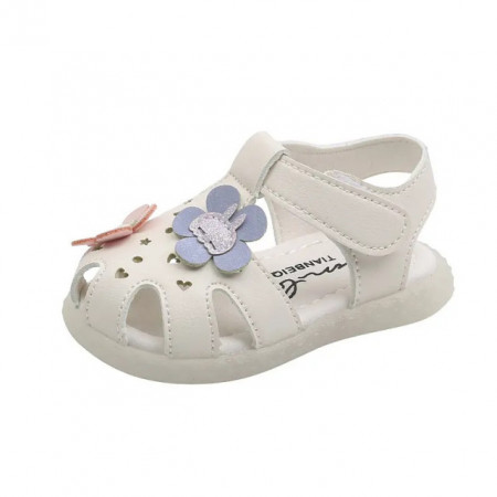 Sandale albe pentru fetite - Flowers