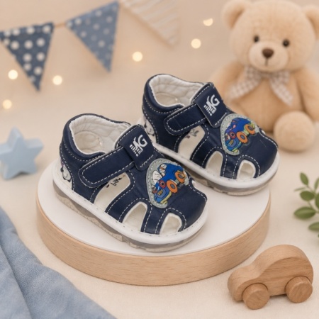Sandalute bleumarin cu luminite pentru super bebelusi - Masinuta - Img 4